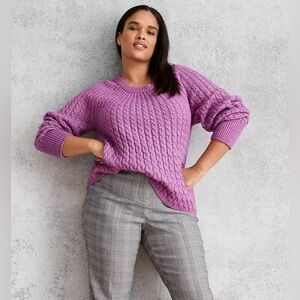 Lane Bryant Women's Purple Round-Neck Cable Knit Sweater Plus Size 18/20
